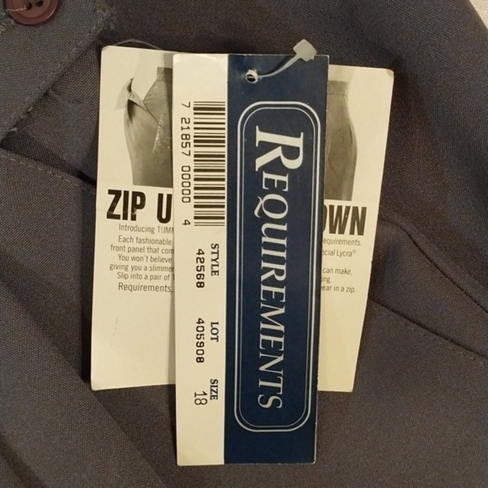 Requirements‎ NWT Women's Pants Size 18/28 Gray "Tummy Busters" Side Zip - Picture 8 of 12